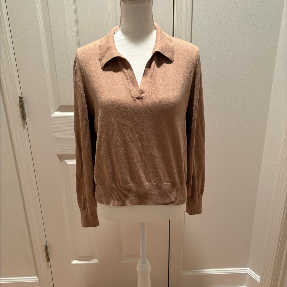 Calvin Klein Beige Knit Polo Sweater